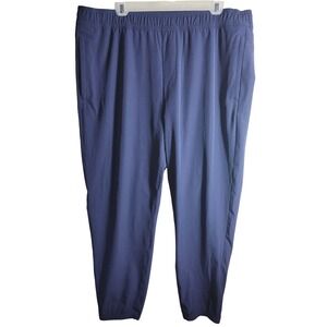 SOYBU Navy Blue Relaxed Fit Athletic Pants Women XL Elastic Waist Pockets Jogger